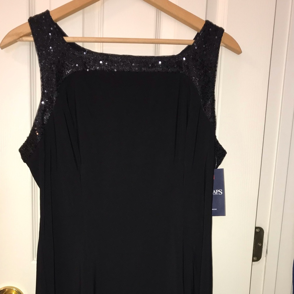 Chaps Jersey Sequin Black Dress Women’s Large - Picture 3 of 8